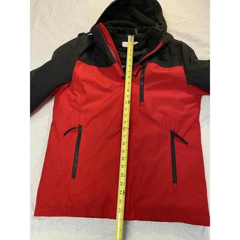 Calvin Klein 3-in-1‎ Jacket Red Black Hooded Coat Mens S Insulated